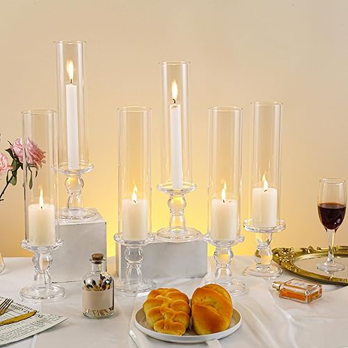 Miniatura 2 de 6 portavelas con cubierta y base pesada para bodas, portavelas grande a granel, portavelas de huracán para candelabros