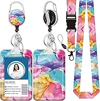 Vista 24 de Cordón para credencial y soporte para tarjetas de identificación, carretes retráctiles con clip para cinturón de carrete de mosquetón, cordón