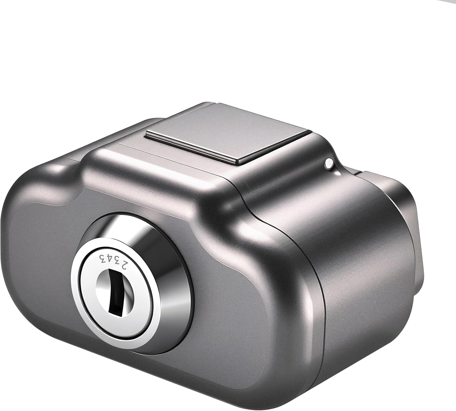 OBD2 Port Lock, Mechanical Key Anti-Theft Port Lock, Vehicle Anti-Theft Device - Key Unlock, Aluminum Alloy, Suitable for Most Cars, SUVs, Trucks (Gun Gray)