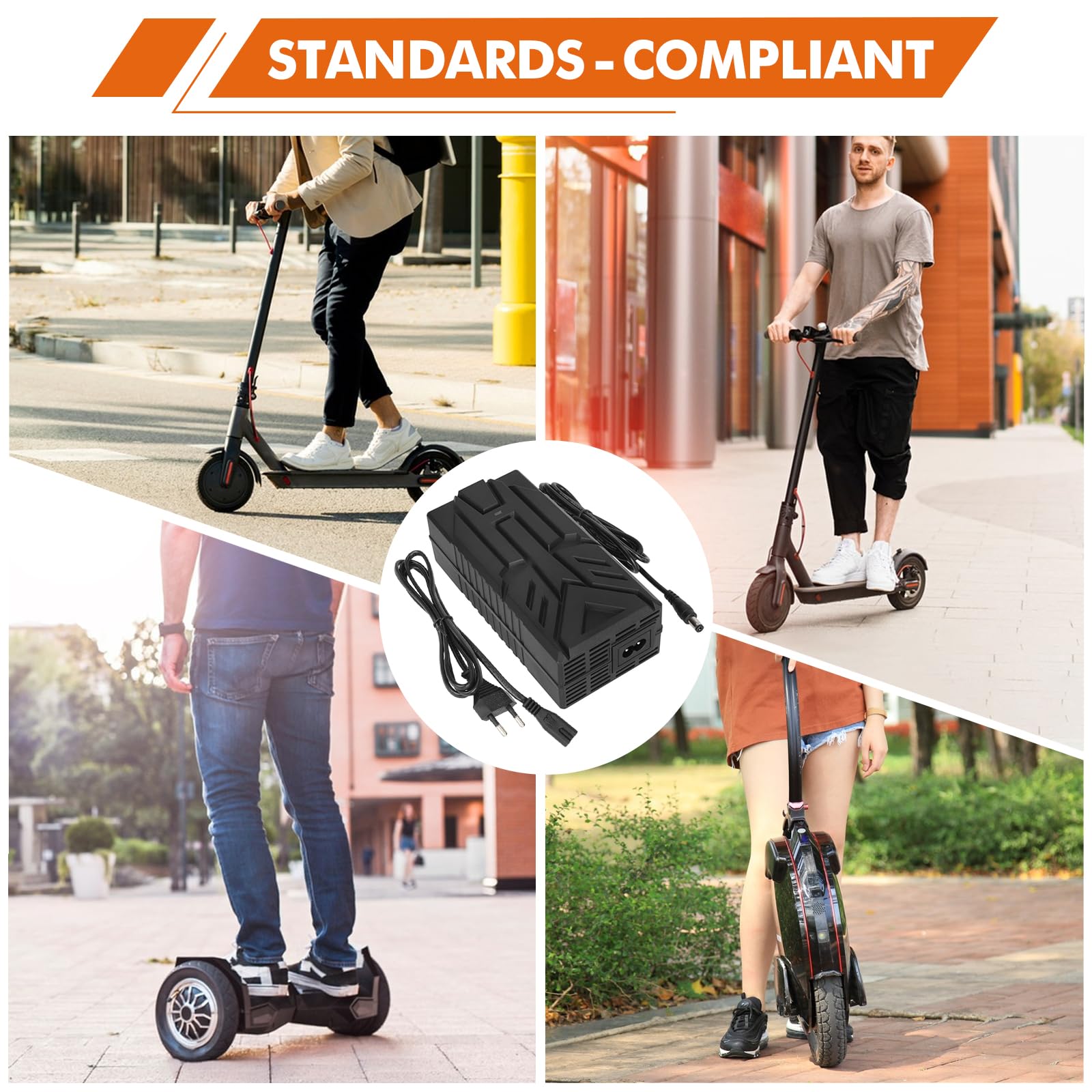 54,6V 2A Chargeur Trotinette Electrique pour Xiaomi 4 Ultra/4 Pro 2nd Gen/5, 5 Pro，48V Chargeur Universel Batterie Lithium avec 7 Connecteurs，Charge Rapide pour Hoverboard, E-Bike,Scooter