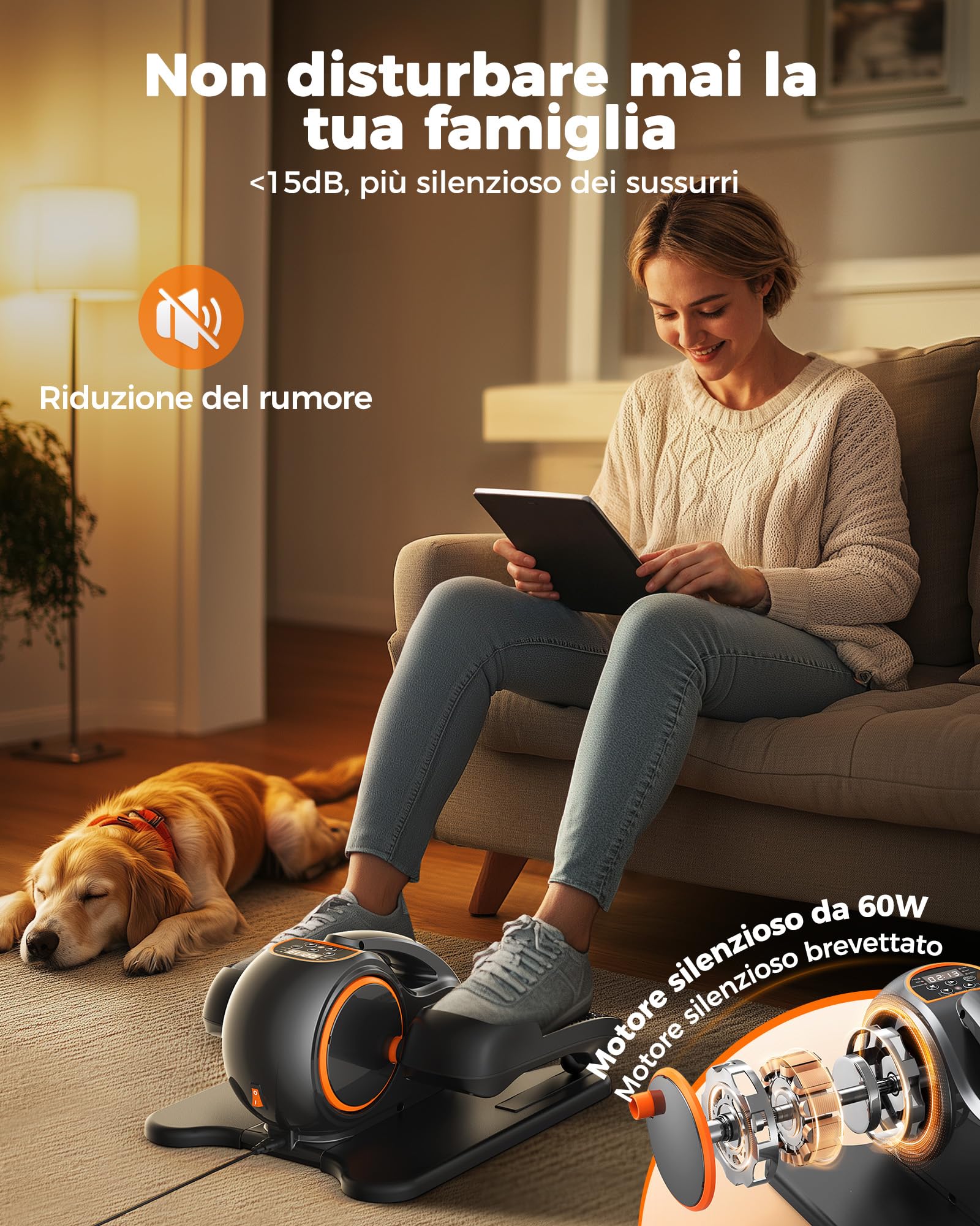 YOSUDA 2026 Nuova Mini Ellittica Elettrica | Pedaliera per Anziani & Ufficio Ultra Silenziosa (<15dB) | Sotto Scrivania con Massaggio Piedi 3D, 10 Velocità, Plug & Play | Ideale per Anziani & Ufficio