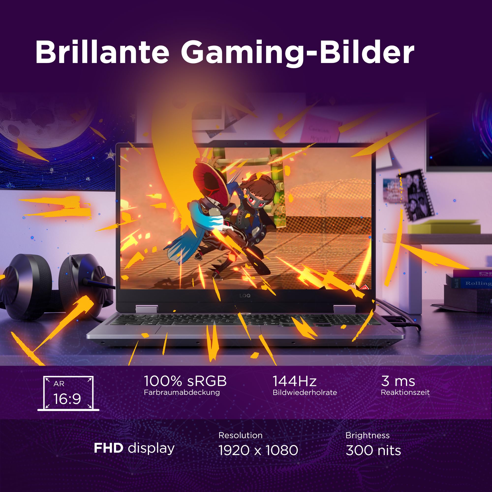 Lenovo LOQ Gaming AI Laptop | 15.6" Full HD 144Hz | NVIDIA GeForce RTX 5060 8GB | AMD Ryzen 7 250 | 16GB RAM | 1TB SSD | Win11 | QWERTZ | Weiss-Beleuchtete Tastatur | Grau | 3 Monate Game Pass