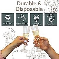 Vista 4 de Reli. Champagne Flutes Plastic 100 Pack 4.5 oz - Silver Glitter Premium Plastic Champagne Flutes Party-Perfect for Celebrations