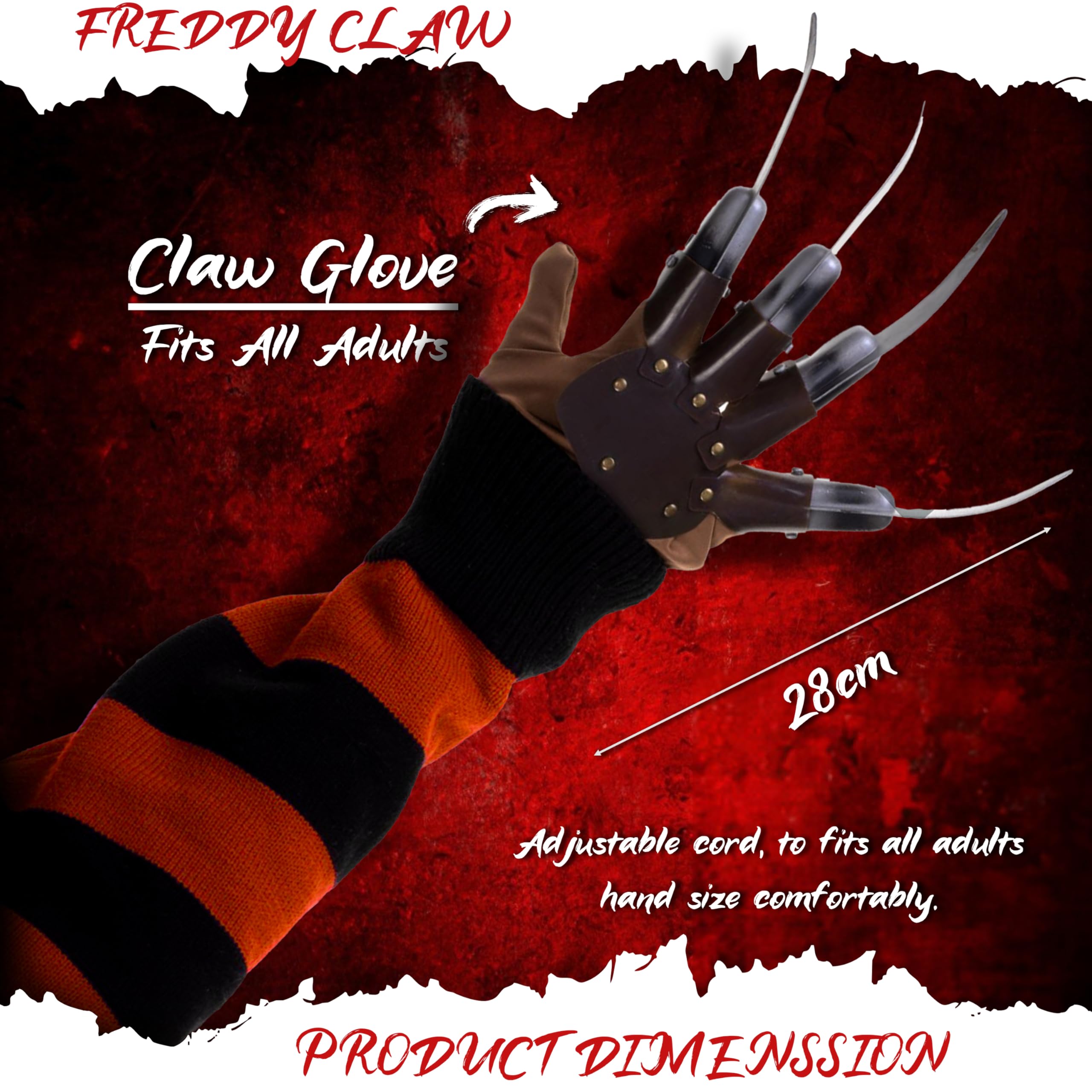 VINCAM Adult Halloween Freddy Krueger Claw Hand Glove - Image 2