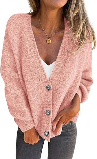 PRETTYGARDEN Cardigan Sweaters for Women Trendy Fall 2025 Long Sleeve Button Down Oversized Chunky Knit Sweater Outerwear
