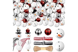 Landical Christmas Snowman Wooden Beads