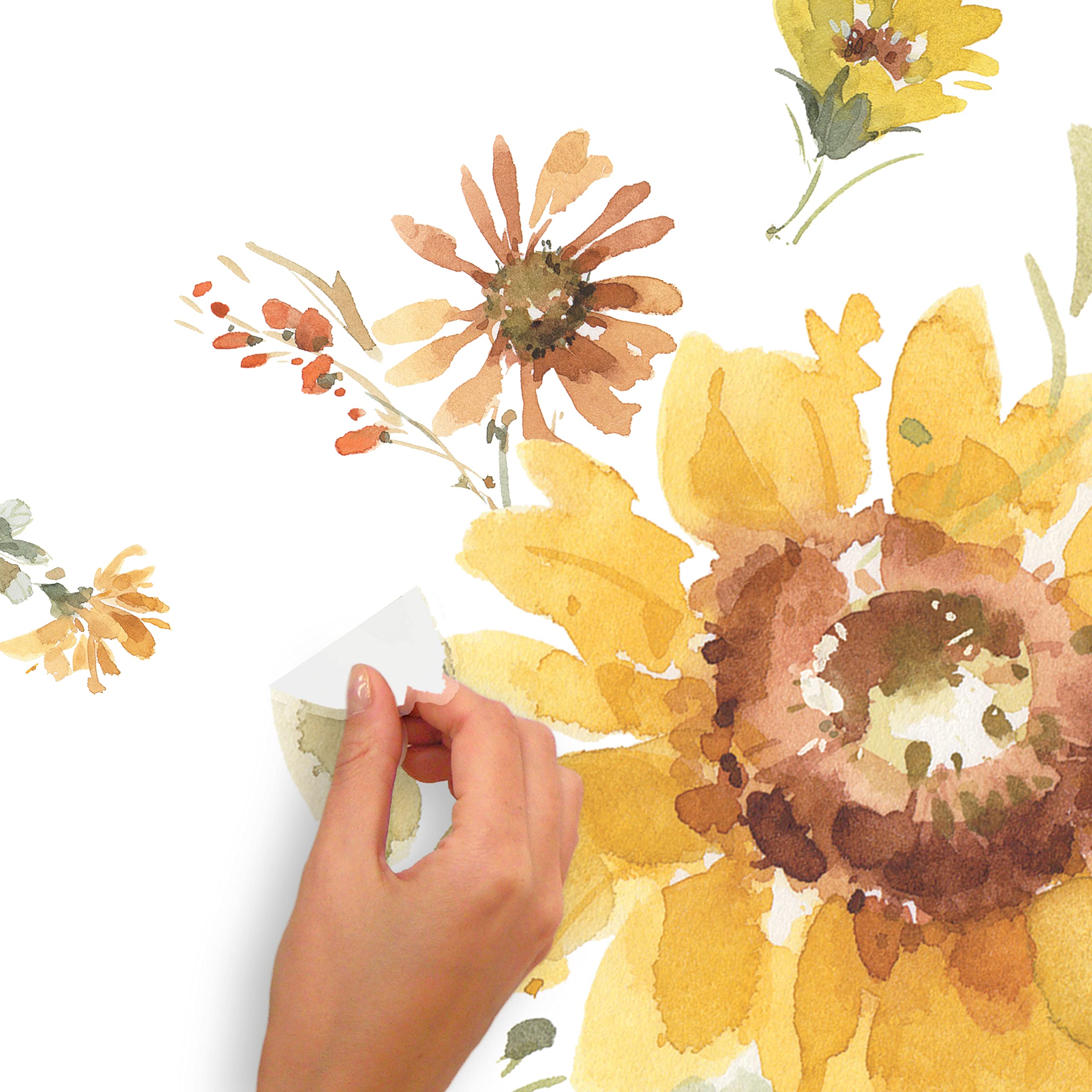 RoomMates RMK5159GM Lisa Audit Sunflower Peel and Stick Giant Wall Decals, Yellow, Green, Red, Brown - Image 4