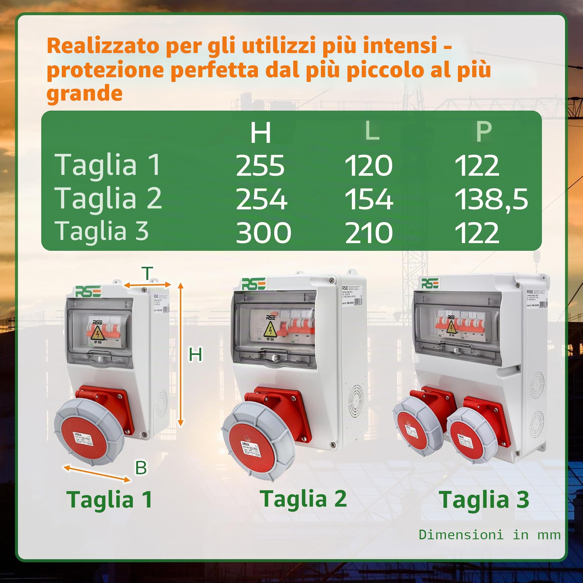 Distributore di corrente da cantiere da parete completamente cablato 32A 16A con presa CEE IP67, 9. 2X32A IP67 con RSE LS