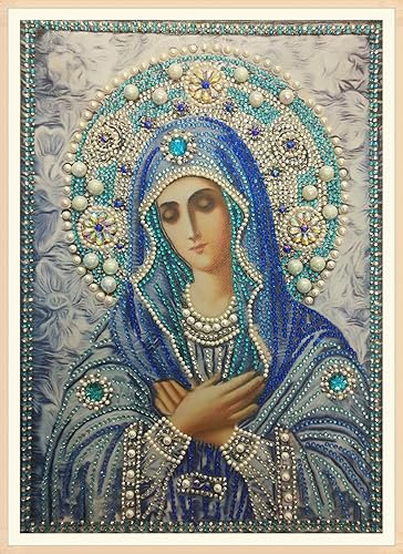 Miniatura 9 de Paquete de 2 kits de pintura de diamantes 5D virgen María, diamantes de imitación de resina de resina para decoración de pared, lienzo de 12 x 16