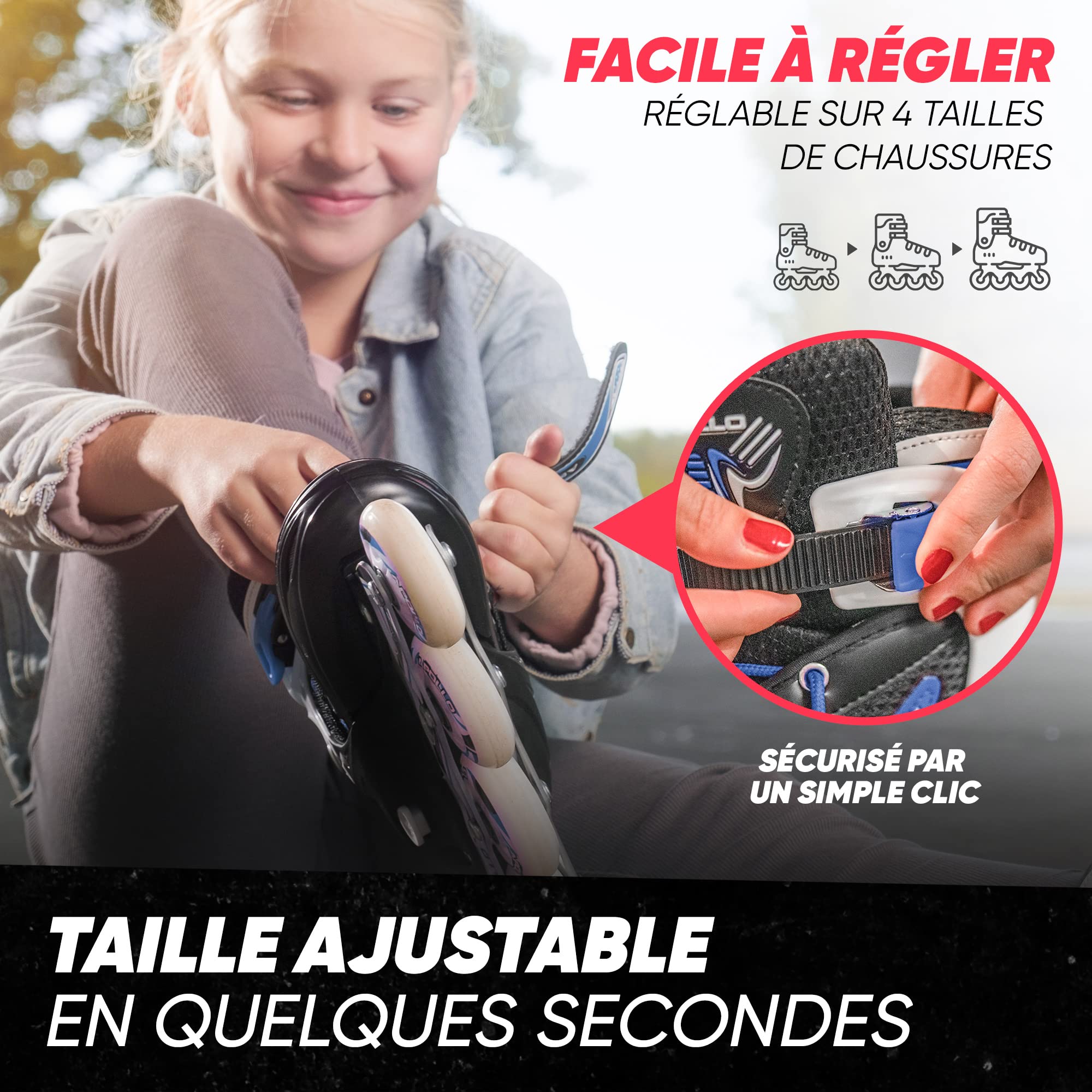 Apollo Super Blades X Pro, S, M, L, Roues LED illuminées Rollers pour Enfants idéals pour débutants, Patins à roulettes Confortables Patins Inline pour Filles et garçons - 3