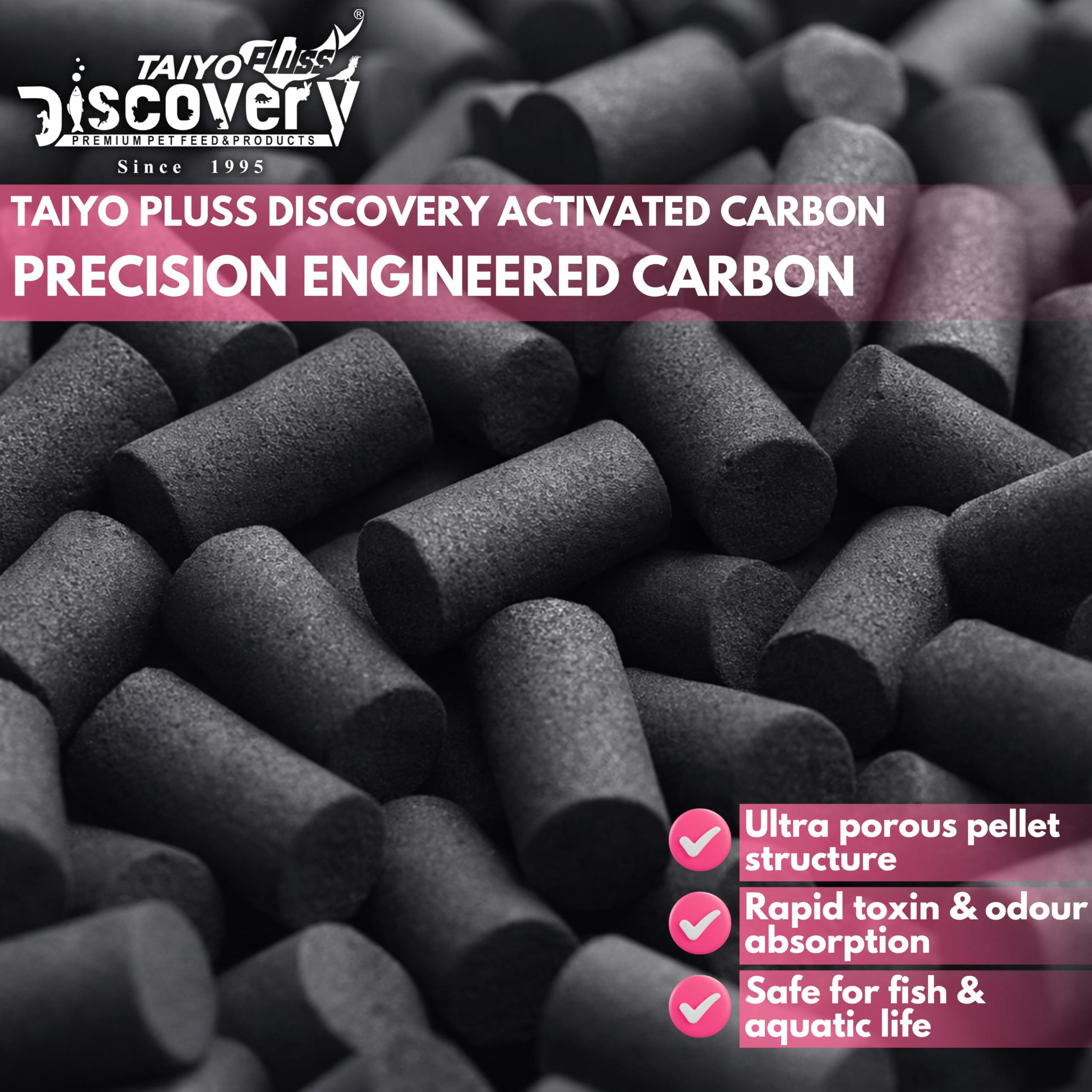 Taiyo Pluss Discovery Filter Media Combo - 500 g Ceramic Rings + 500 g Activated Carbon + 50 pcs Bio Balls + Biochemical Sponge (1 Pc) + Free NET Bags | 4 in 1 Bio Sponge Media for Aquarium Fish Tank 1