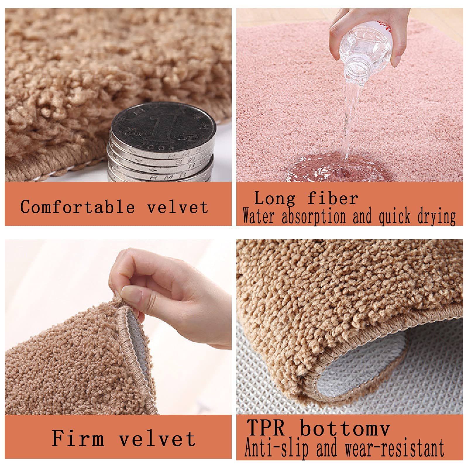 Tapis de bain de luxe de qualité supérieure, 80 x 119 cm, doux, épais, absorbant, lavable en machine et séchage, tapis en peluche pour salle de bain, douche, jacuzzi, spa, champagne