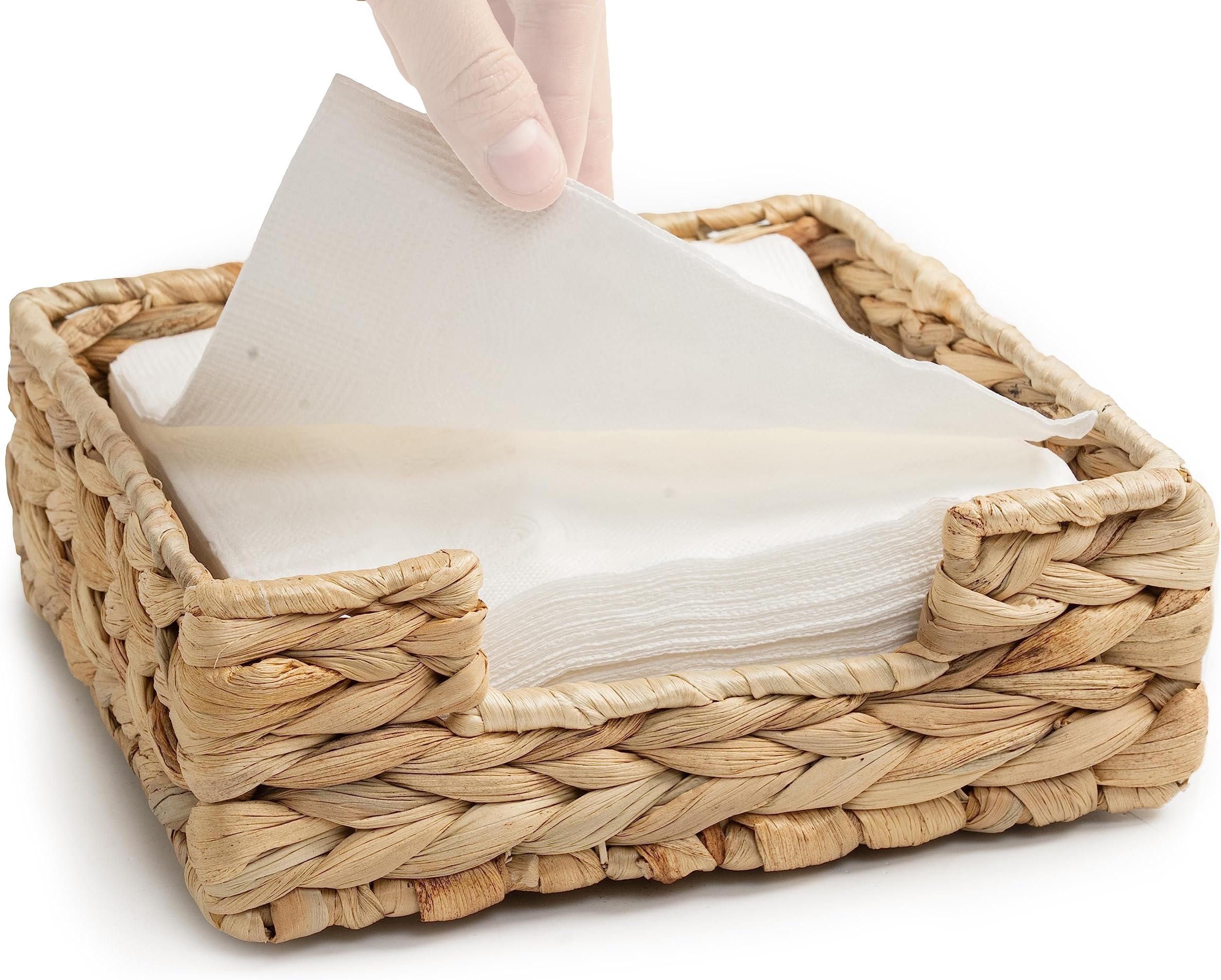 Rattan Napkin Holder Square Woven Flat Napkin Basket Tray