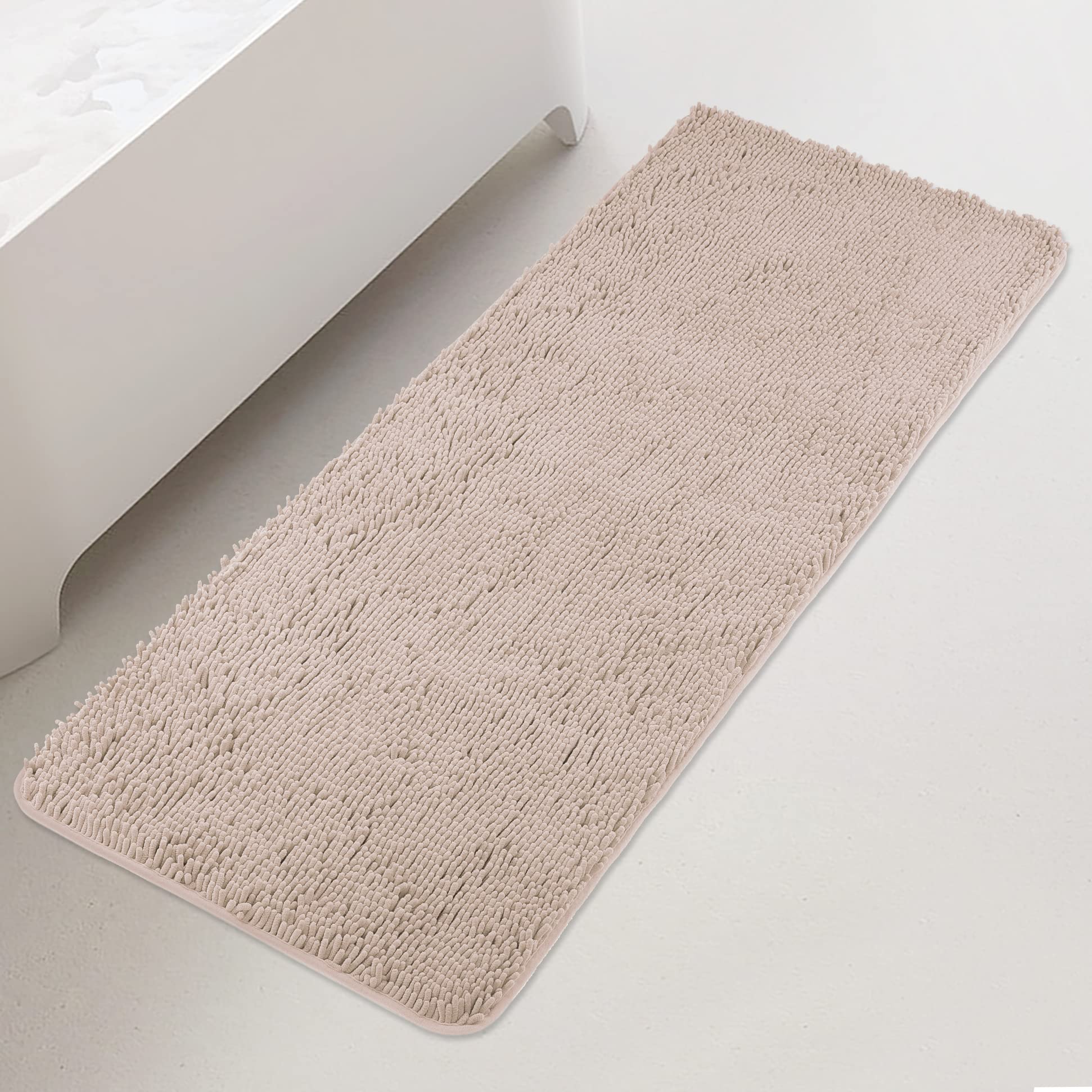 Yeaban Bathroom Runner Rug 24 x 60 Inch – Thick Chenille Long Bath Mat | Absorbent and Washable Extra Large Bath Rug Non-Slip, Plush Runner Rug for Bathroom, Shower, Sink - (Light Gray) — image 1