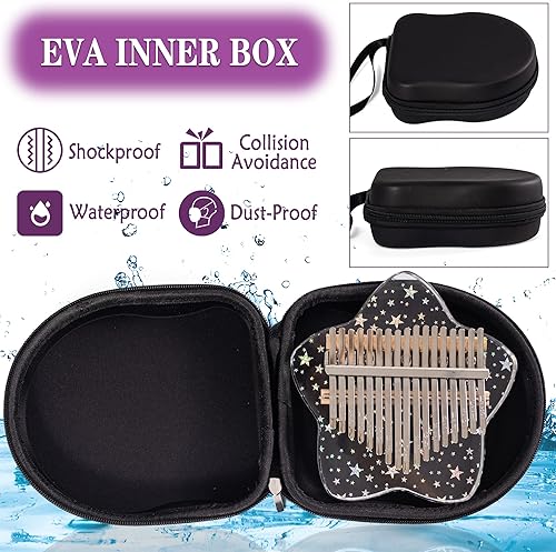 Miniatura 4 de Lindo piano de pulgar Kalimba de 17 teclas, piano de dedo acrílico de cristal de estrella, instrumentos musicales Mbira portátil, lindo regalo