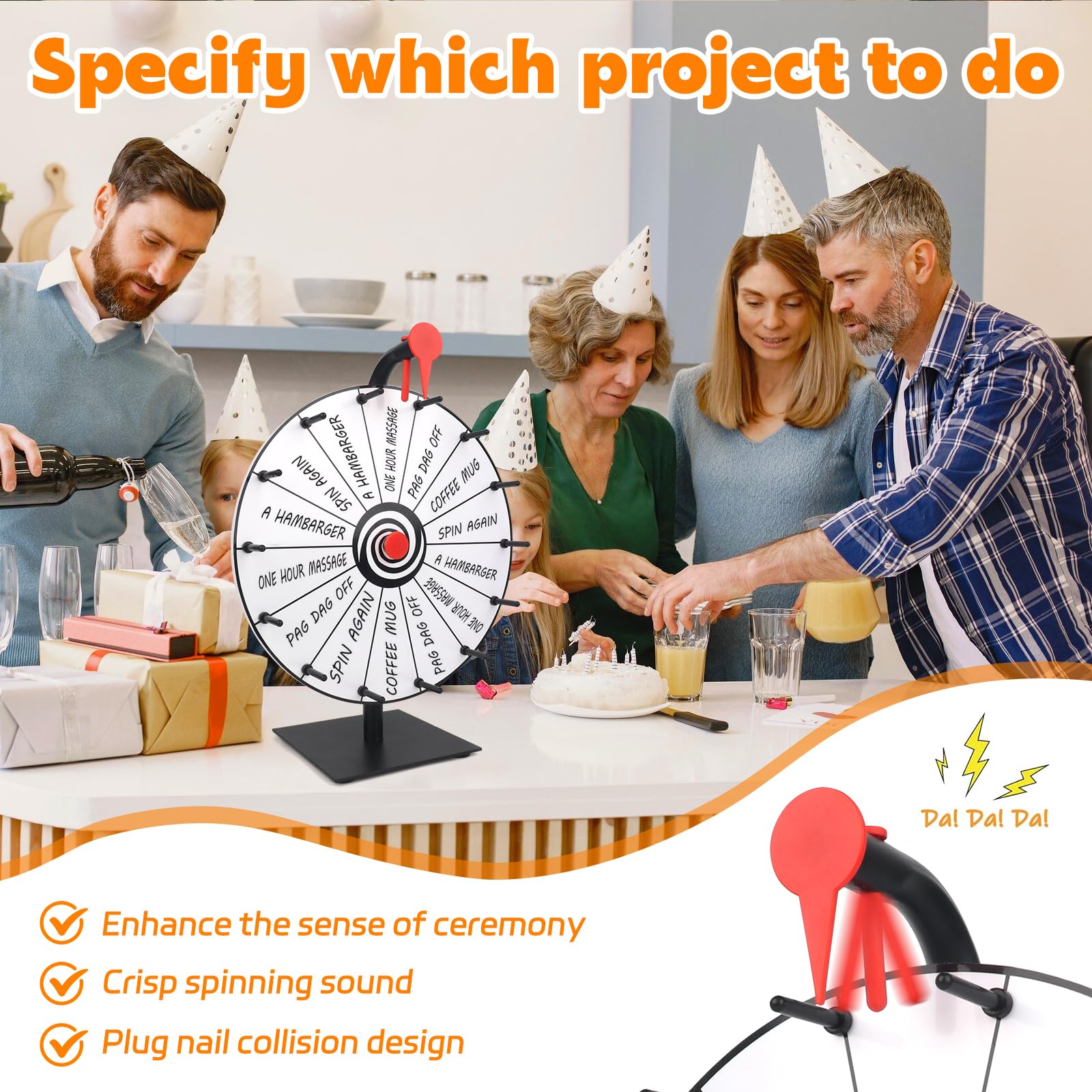 Glücksrad zum Drehen, 30cm Glücksrad zum Selbstgestalten mit 14 Slots, Roulette-Spinner des Glücks, Spinnings Prize Wheel mit Radiergummi und Markierstift für Lotteriespiele Wortspiele
