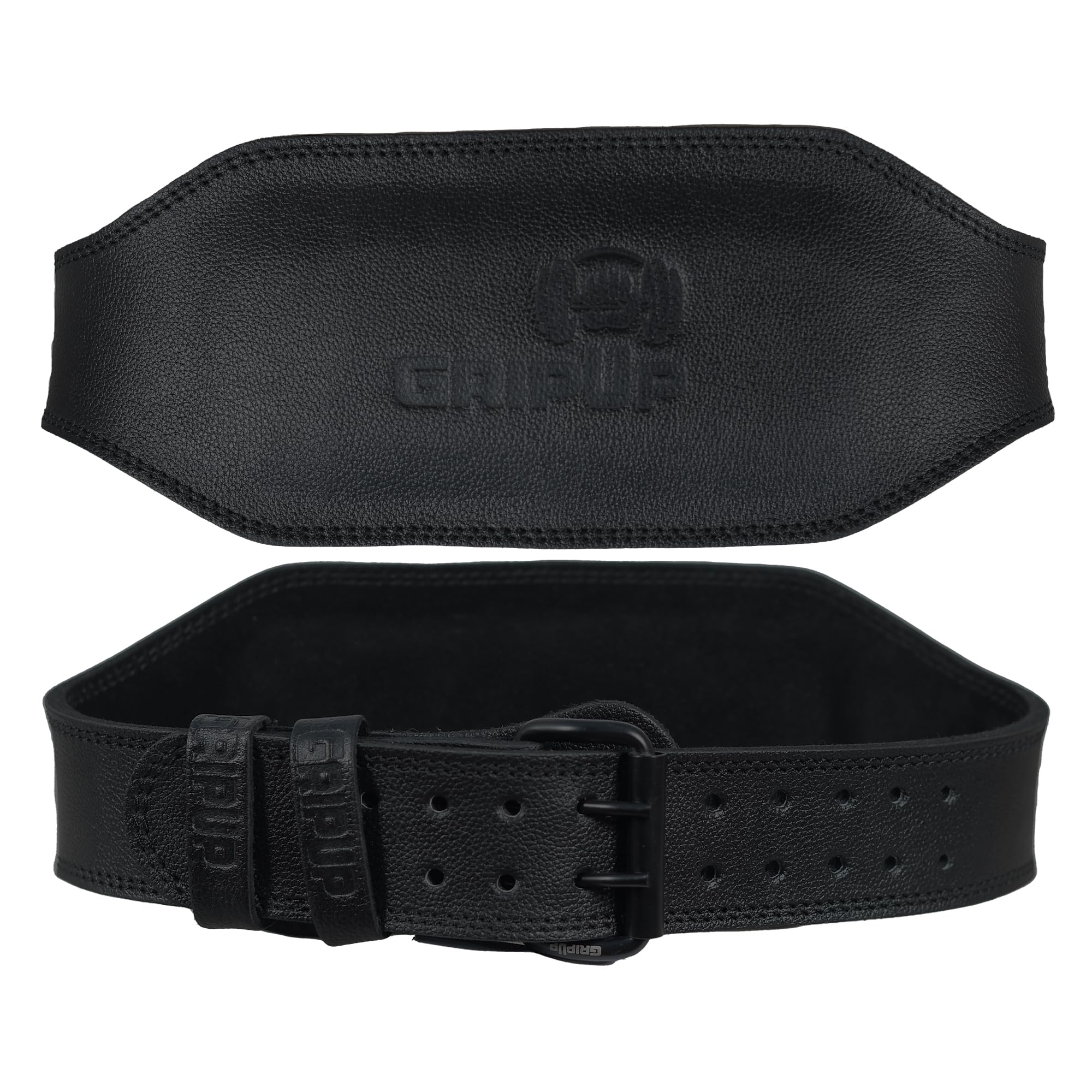 Grip Up 7mm Leather Weight Lifting Belt for Men & Women โ Adjustable Gym Belt with Padded Lumbar Support for Squats, Deadlifts & Strength Training Workouts GP14 (Black 6'', M)