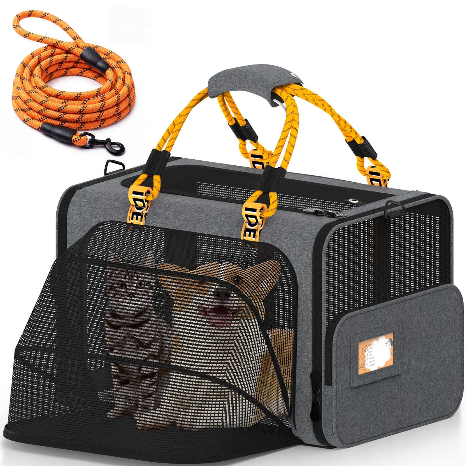 PAWZIDEA Large Pet Carrier Expandable, 61x41x41cm Soft-Sided Cat Carrier for 2–4 Cats up 25kg, Portable & Collapsible Small Medium Dog Travel Crate for Car, XL Storage Pocket, ID Card, Shoulder Strap