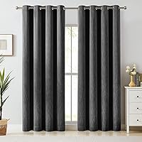 Vista 13 de Melodieux Elegantes cortinas opacas de algodón para oscurecer la habitación, para sala de estar, dormitorio, con aislamiento térmico, paneles