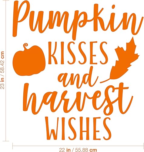 Miniatura 3 de Calcomanía de vinilo para pared, diseño de besos de calabaza y deseos de cosecha, 23 x 22 pulgadas, para otoño, temporada de otoño, moderna, con