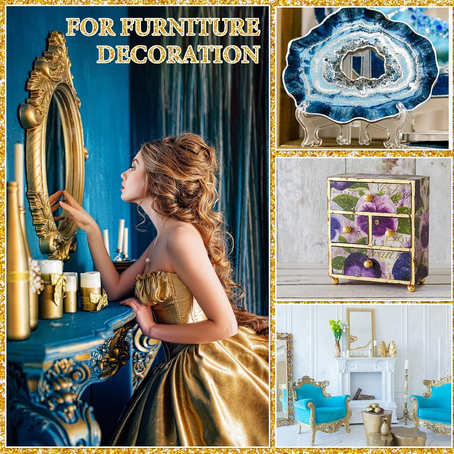 240 Fogli Oro Finto Per Decorazione - 12 Colori, 9x9 Cm - Per Artigianato, Doratura, Unghie - Foto 2