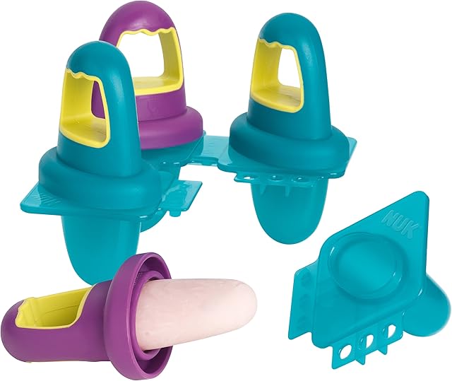 NUK Fresh Foods Baby Ice Lolly Moulds | 4 Easy-Grip Mini Ice Lollies | Great for Teething | 6+ Months | BPA-Free