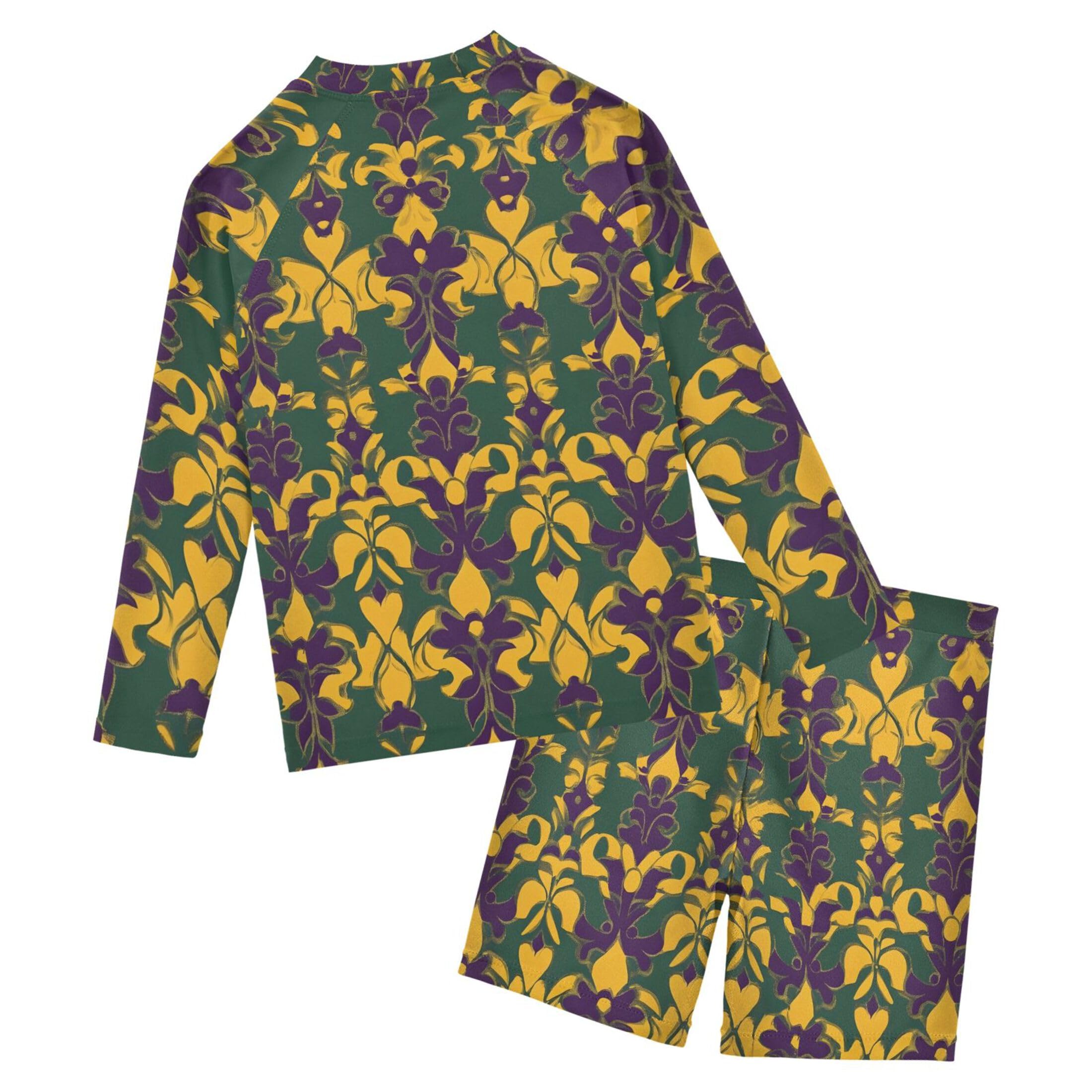 Brazil Mardi Gras Carnival Party Baby Boys' Toddler Long Sleeved Rashguard Swim Bathing Suit Set B0403641