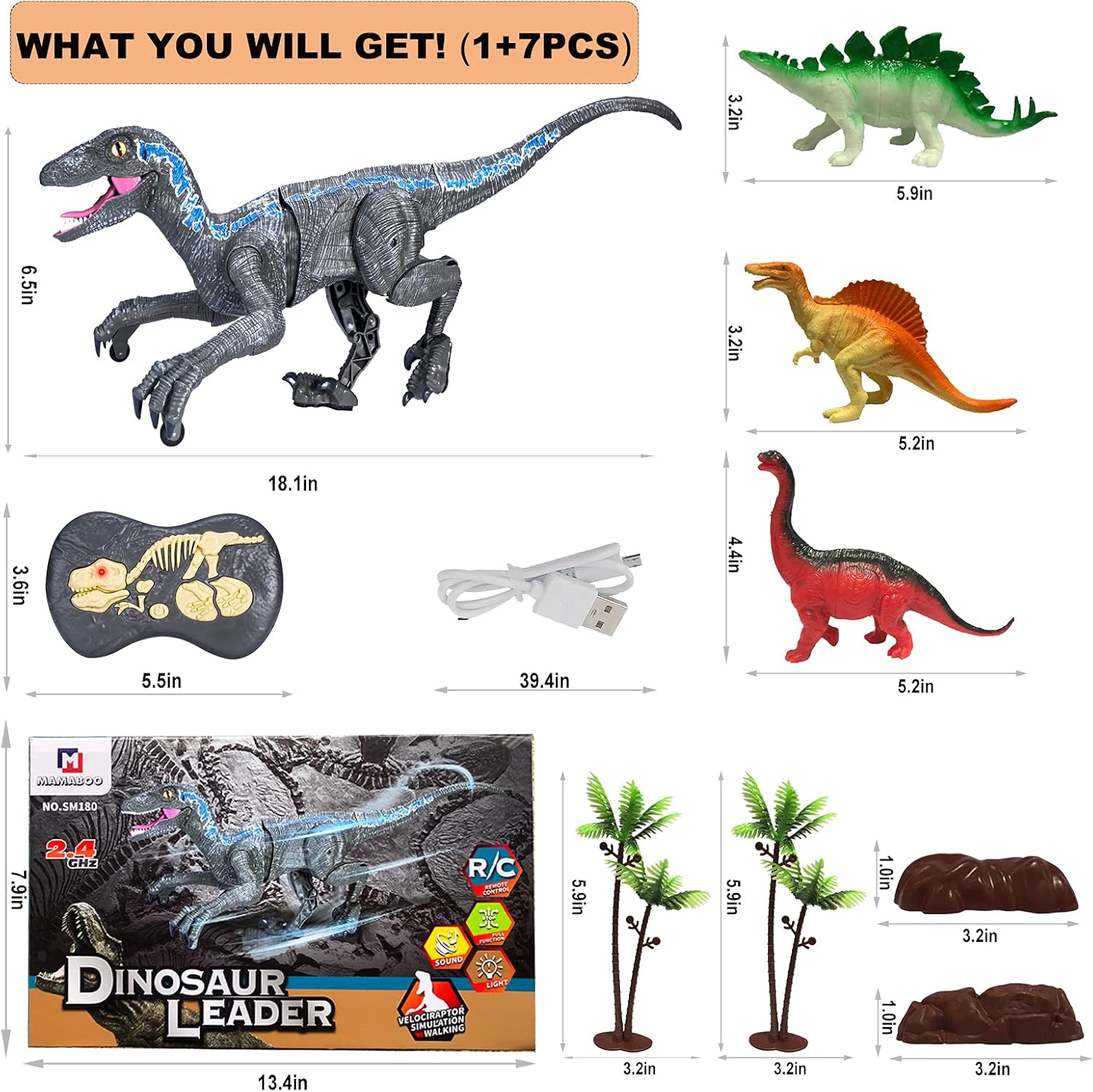 Remote Control Dinosaur Toys for Boys Kids Girls 3 4 5 6 7 8 Years Old 2.4Ghz Electronic RC Robot Toy LED Lightup Walking Roaring Velociraptor Jurassic Dino Rechargeable Raptor Blue Birthday Gifts … : Clothing, Shoes & Jewelry