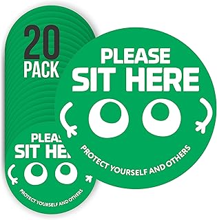 Sit Here Sticker, Decal, Seat Chair Sign Social Distancing for Kids