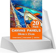 Koncci 20 Packs Canvas for Painting 20X25cm (8''x10''), Cotton Acid-Free Blank Canvas Panels for Acrylic & Oil & Watercolor, for Professional Artist, Hobby Painters & Beginners