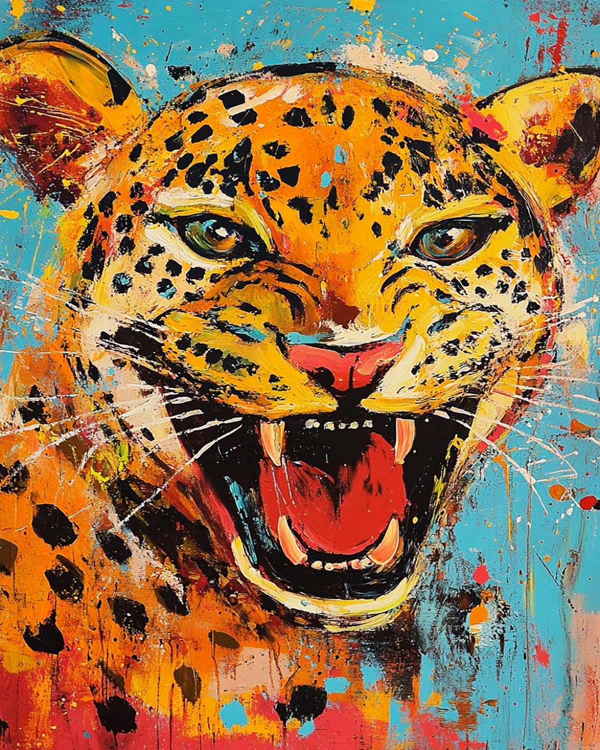 Liubaishi Multicolour Paint By Numbers Kit For Adults, Angry Leopard, 40X50 Cm, Acrylic On Canvas