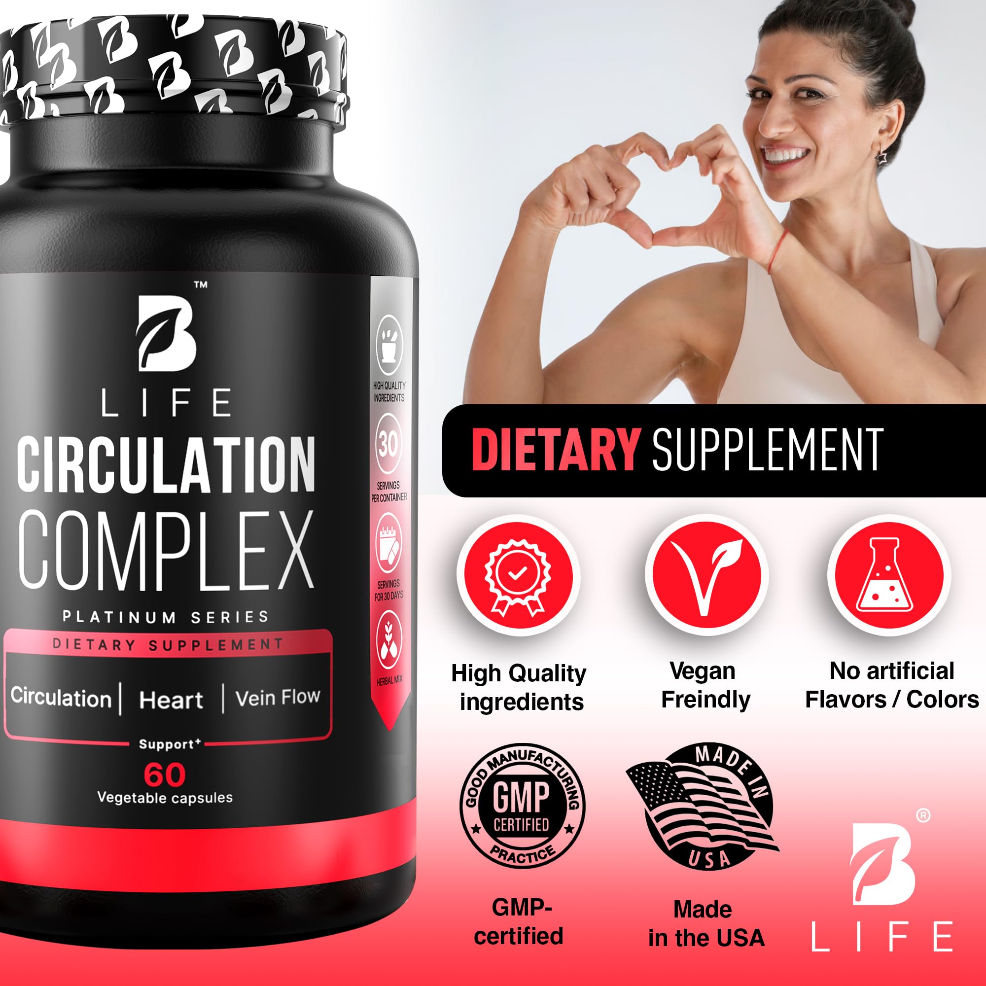 Circulation Support Supplement for Vein & Artery Health | Vascular Support with L-Arginine, Horse Chestnut & Butcher’s Broom | Promotes Healthy Leg Circulation & Vein Function | 60 Capsules — Amazon image 5