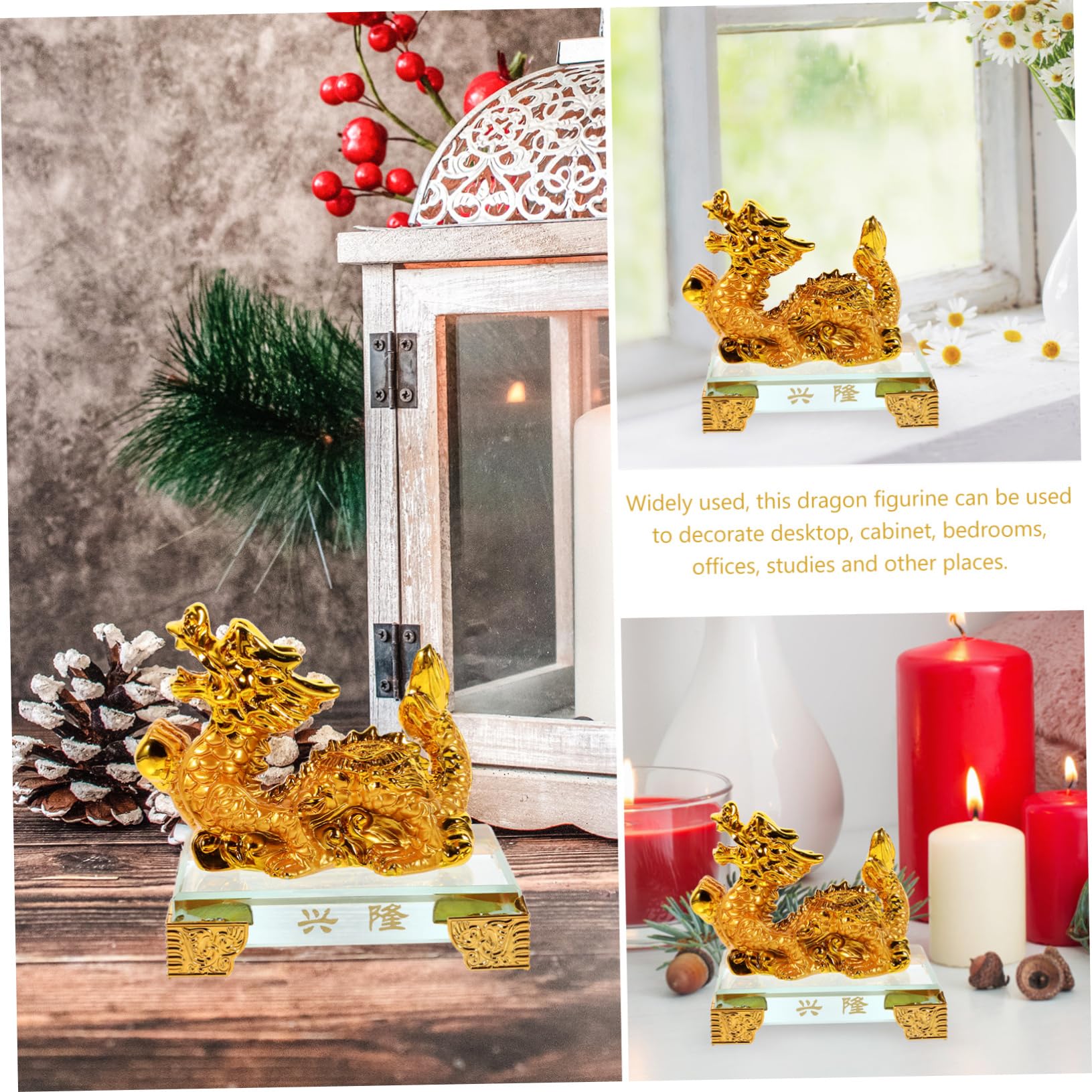 Amazon.co.jp: STOBOK の龍の樹脂彫像 卓上用龍の置物 装飾品