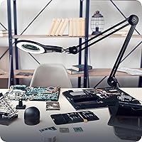 Vista 2 de Lámpara LED de aumento, con brazo giratorio, luz ajustable, para computadoras, escritorios, manualidades o bancos de trabajo, de Brightech