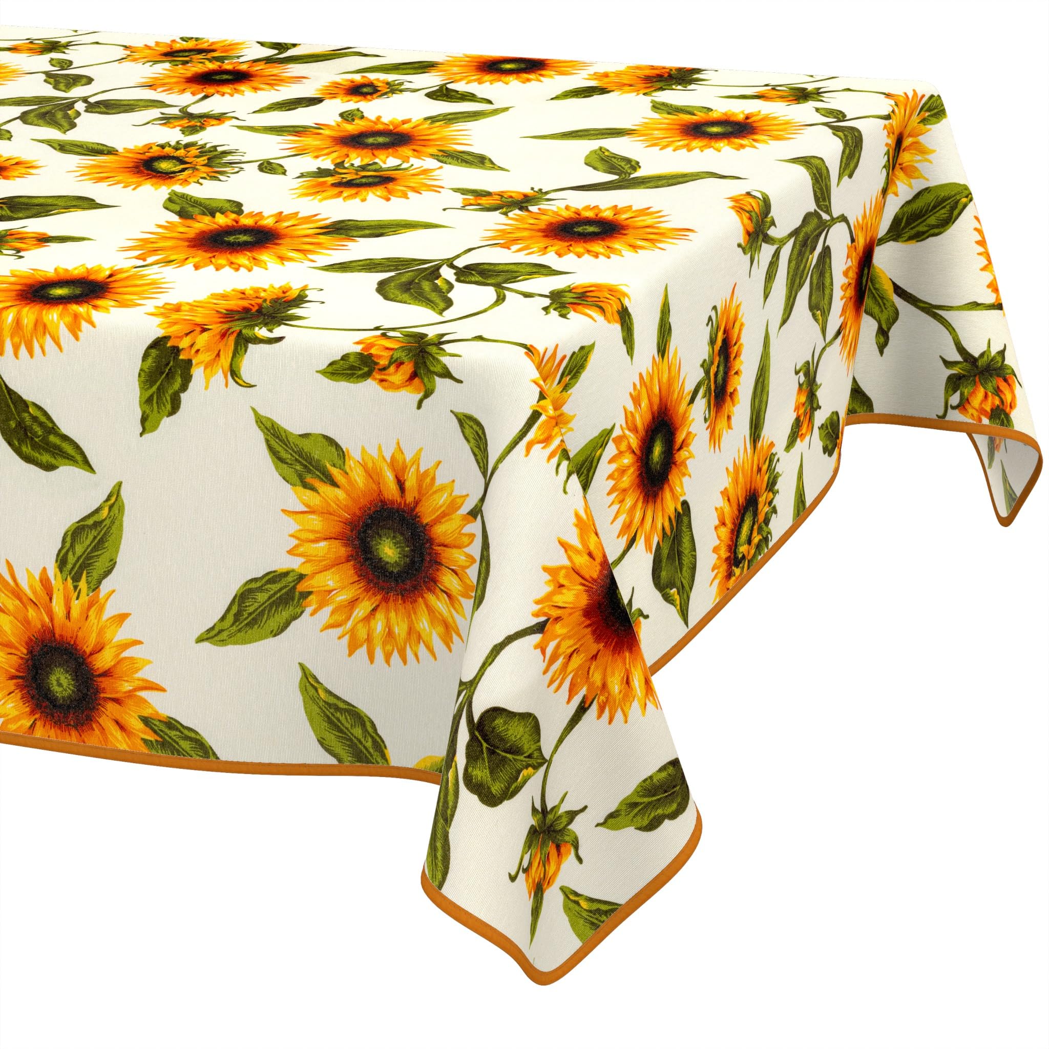 ANRO Washable Tablecloth Sunflowers Rectangular 140 x 100 cm - Water-Repellent Indoor Outdoor Lotus Effect with Hem