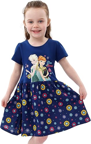 Vista 3 de Disney Frozen Dress Girls Vestido de Anna y Elsa para niñas Vestidos de manga larga de Frozen para niñas