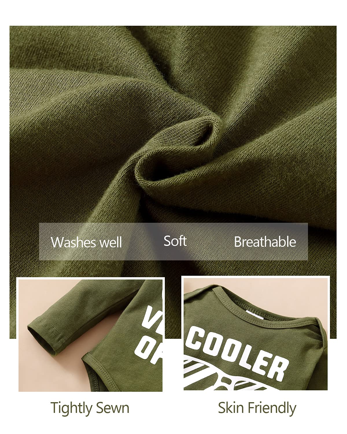 NZRVAWS Conjunto de ropa para bebé recién nacido, conjunto de pantalones y mameluco con letras impresas, ropa para bebé de 0, 3, 6, 9, 12, 18 meses, Verde, 0-3 meses