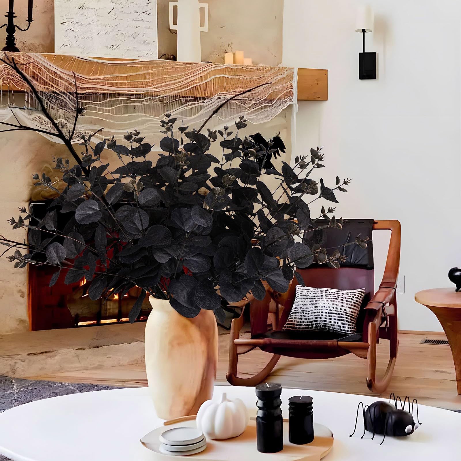 Decorazioni Halloween Zucche Artificiali - 5 Pezzi Con Steli Neri Per