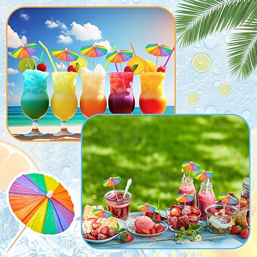 Miniatura 7 de 150 piezas de paraguas de bebida arco iris, palillos de cóctel arco iris, paraguas de cóctel arco iris, palillos de bebidas de arco iris, palillos