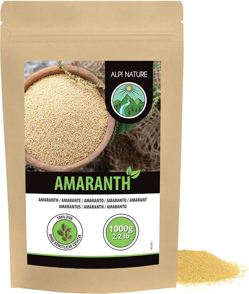 Alpi Nature Amaranth 1kg, ganze und rohe Amaranth Samen, ungesüßte Amaranthe, glutenfrei