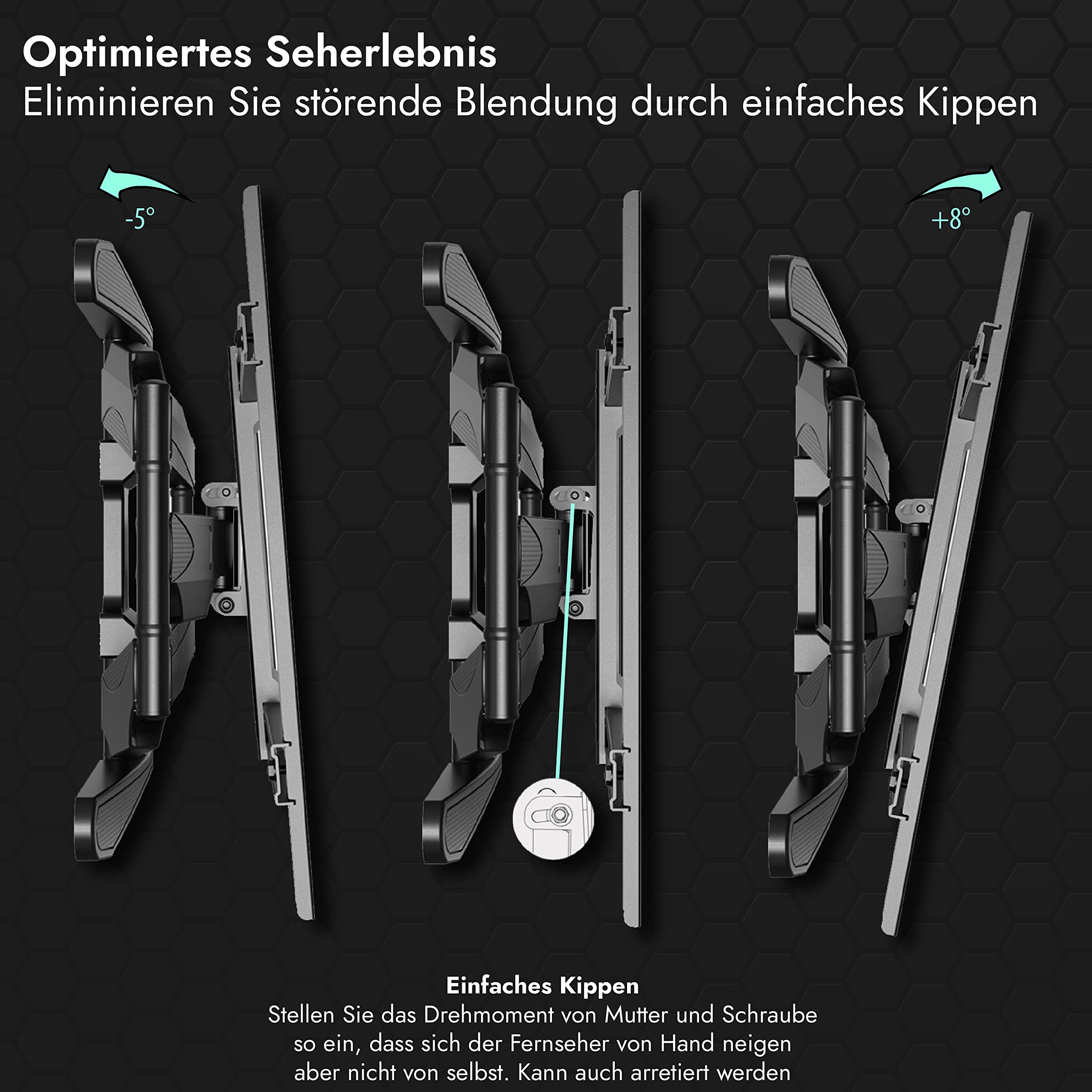 Invision TV Wandhalterung 37-75 Zoll Schwenkbar Neigbar Ausfahren VESA 200x100-600x400mm 50kg
