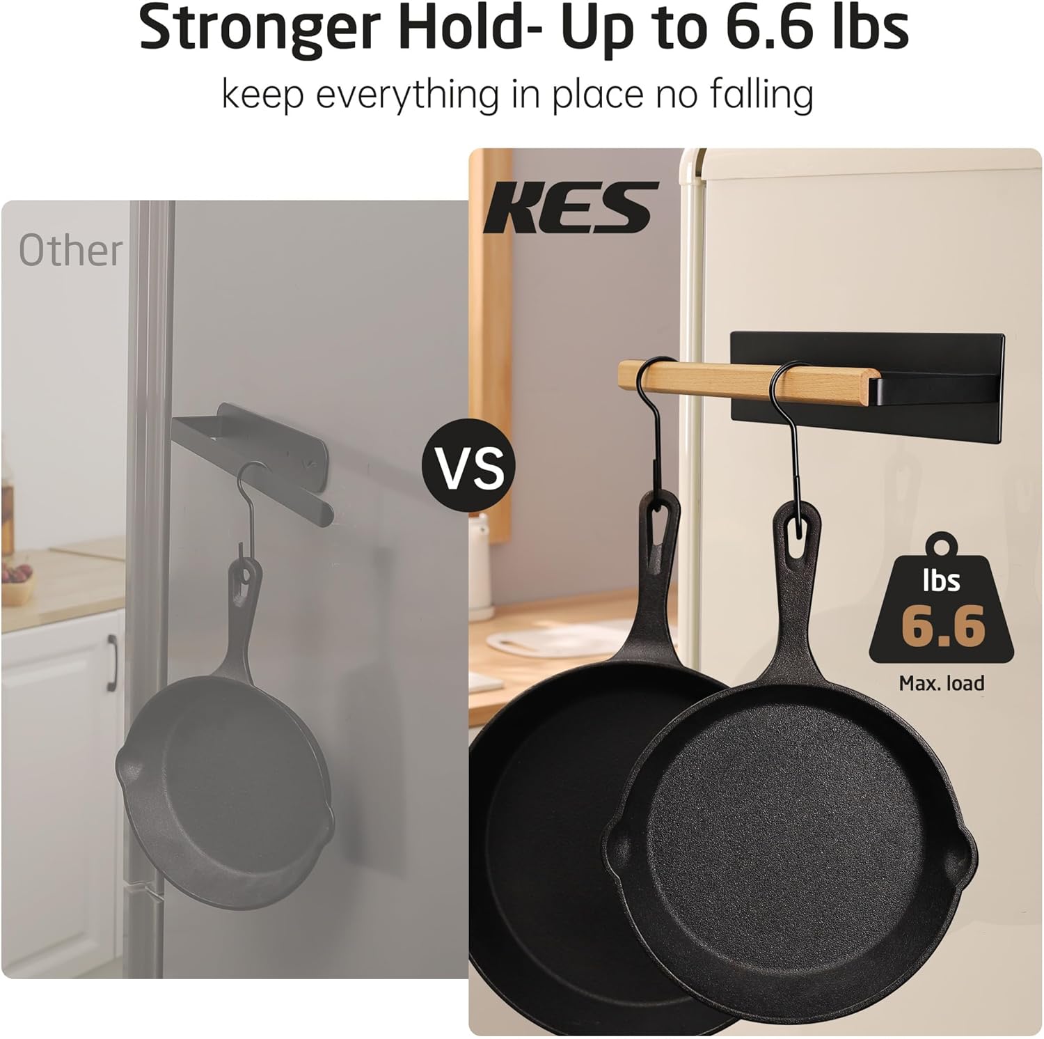 KES Magnetic Paper Towel Holder, Black Paper Towel Holder for Refrigerator, Wood & Metal Paper Towel Roll Holder for Grill, KPH502MA-BK