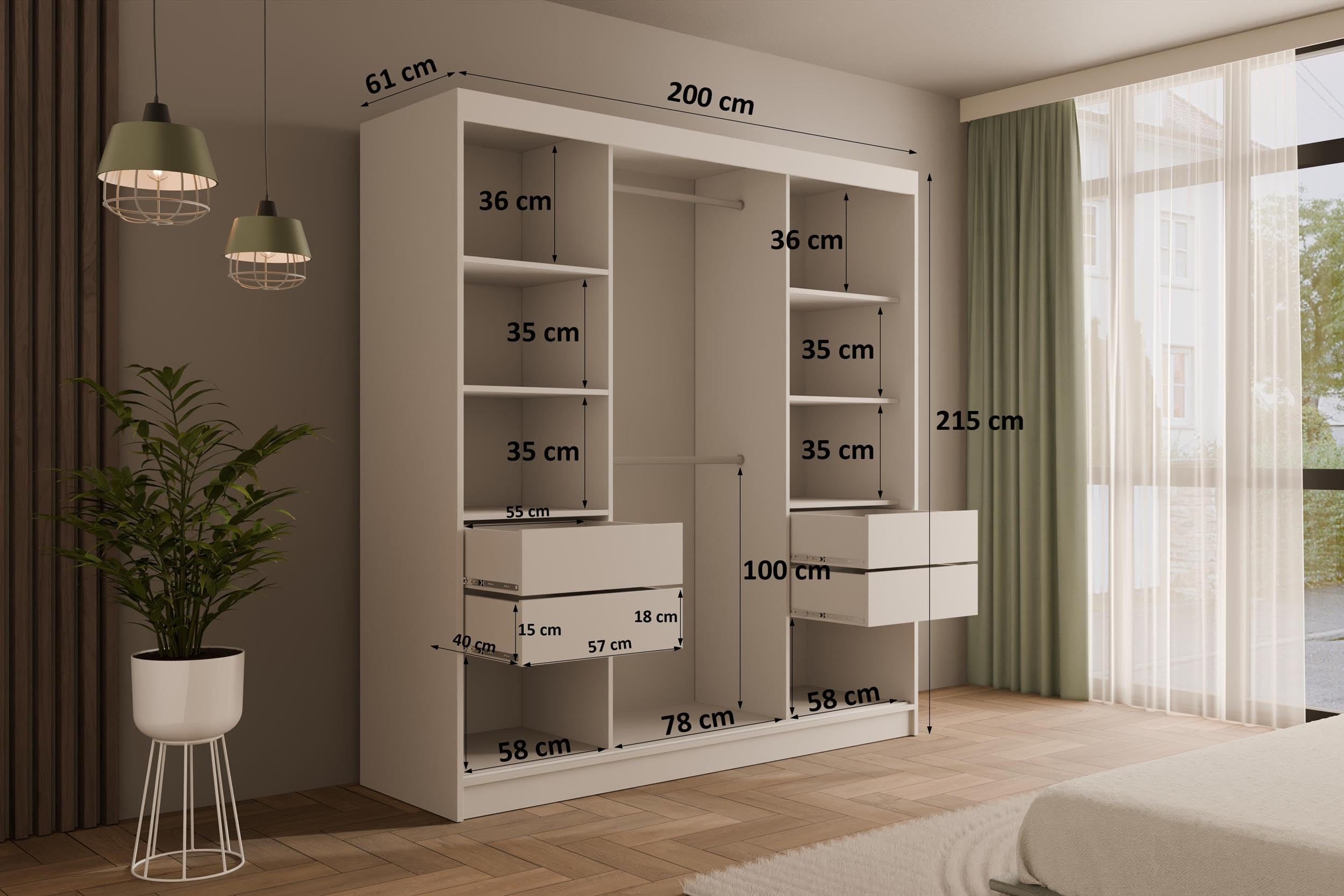 ALTDECOR Schwebetürenschrank mit Spiegel V2-ZENTI - 215X200