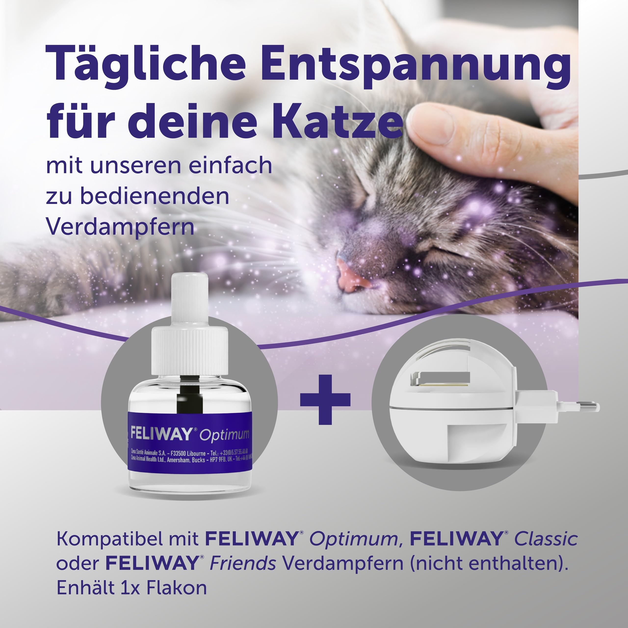 FELIWAY Optimum 30 Tage Nachfüller für Pheromon Verdampfer, 48ml - Hilft Anzeichen von Stress bei Katzen und Kitten zu reduzieren, von Tierärzten empfohlen, klinisch getestet, für mehr Harmonie