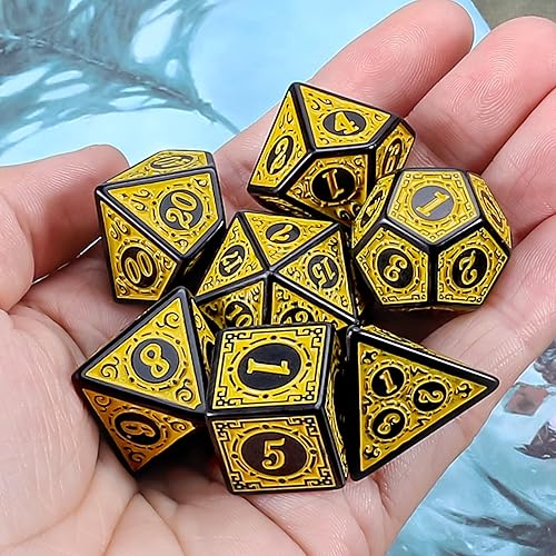 Miniatura 40 de CiaraQ DND - Juego de dados poliédricos para juegos de rol de Dungeons and Dragons RPG MTG, con 1 bolsa de dados (rosa + amarillo) Rosa +