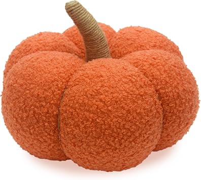 Benross 9" Soft Pumpkin Decoration/Autumn & Halloween Seasonal Home D cor/Plush Teddy Fabric Orange