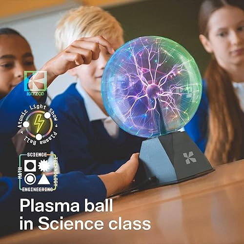 Miniatura 3 de Katzco Bola de plasma colorida  Electricidad estática de 8 pulgadas en un globo de vidrio presurizado al vacío  multicolor, nebulosa, rayo de