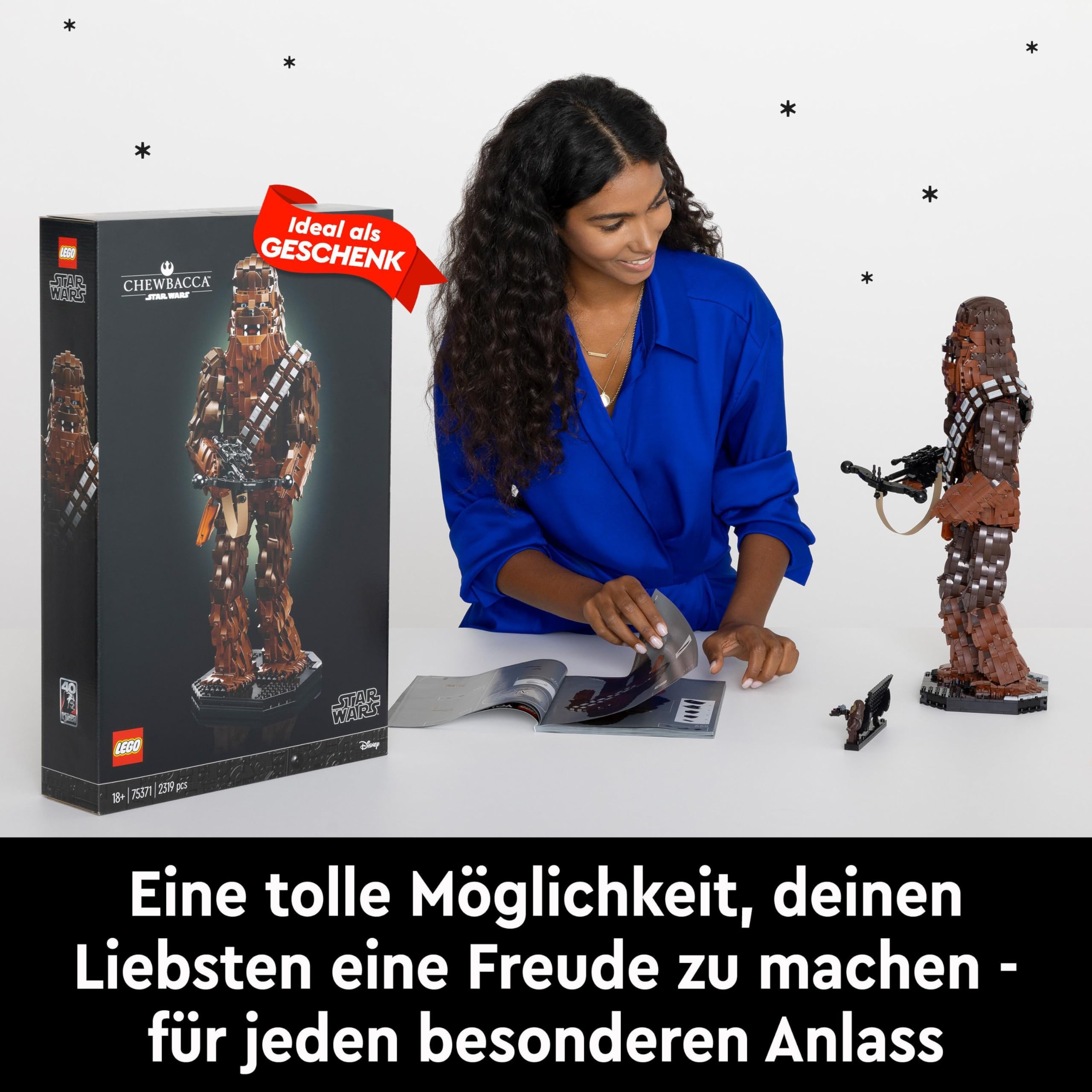 LEGO 75371 Star Wars Chewbacca, Wookie-Figur zum Sammeln, Bogenspanner, Minifigur und Infotafel, Die Rückkehr der Jedi-Ritter, Modell-Bausatz für Erwachsene, kreatives Geschenk für Männer und Frauen