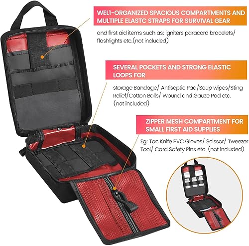 Miniatura 3 de Medical Molle Pouch Tactical  Bolsa de primeros auxilios de nailon 1000D, bolsa EMT de gran capacidad, bolsa resistente de grado militar para