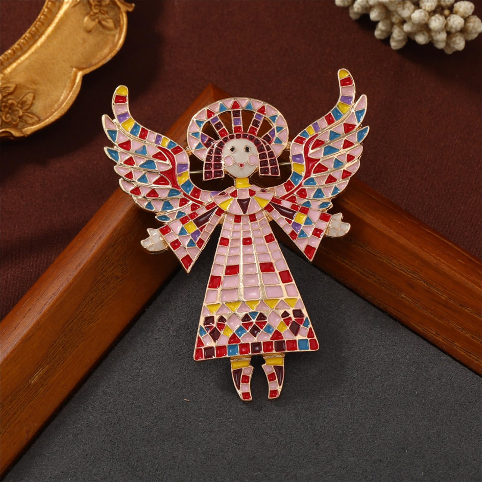Broche creativo retro con alas de ángel – Insignia de aleación unisex para los amantes de la literatura y el arte